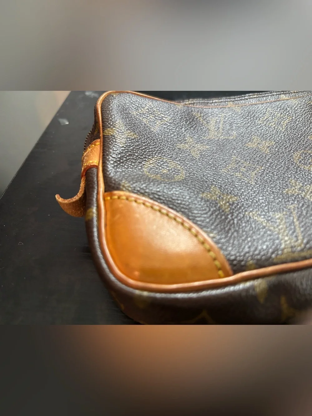 Auth Louis Vuitton Marly Dragonne GM Monogram Canvas Clutch Wristlet Bag Vintage
